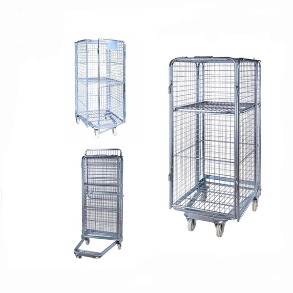 Foldable Wire Mesh Metal Storage Cages Roll Container Metal Stillage Collapsible Pallet