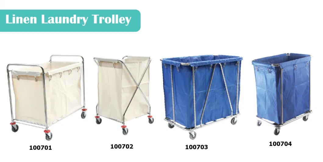 Collapsible X Shape Transport Hotel Supplies Steel Hospital Linen Basket Laundry Trolley Cart