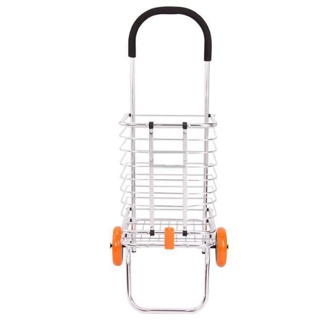 Factory Cheap Aluminum Folding Basket Trolley Laundry Cart with Wheels for Elderly