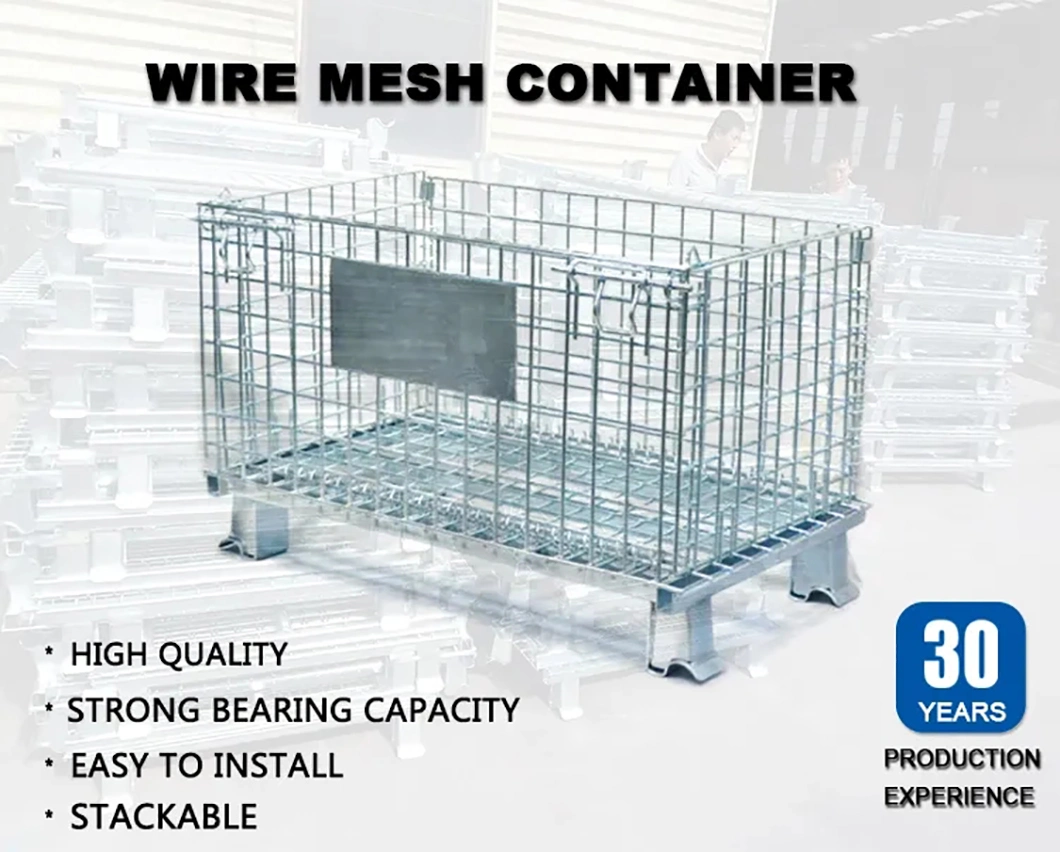High Quality Storage Stackable Industrial Folding Galvanized Welded Wire Mesh Container
