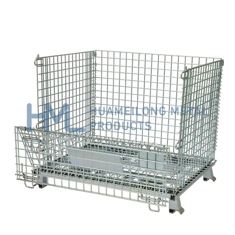 Welded Galvanized Collapsible Stackable Storage Heavy Duty Portable Shipping Steel Wire Mesh Cage Containers