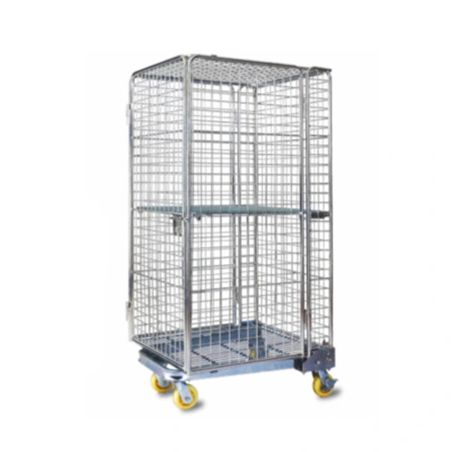 4 Sides Security Steel Wire Mesh Roll Container Warehouse Roll Cage Trolley