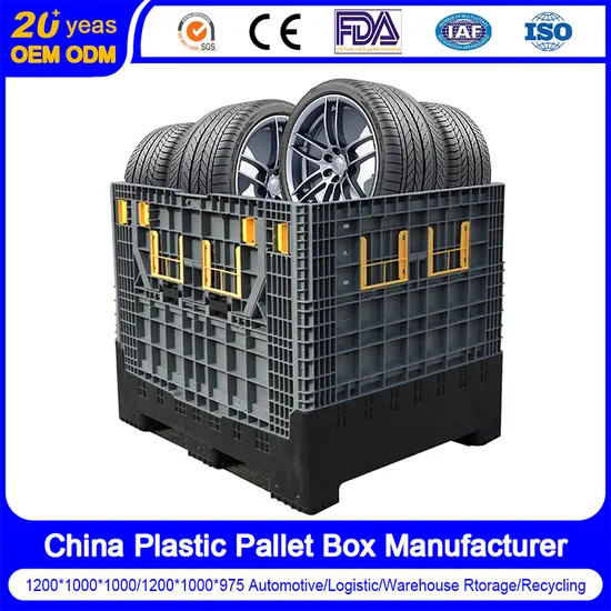 Mesh Box Wire Cage Heavy Duty Industrial Plastic Pallet Box Folding Pallet Container with Wheels