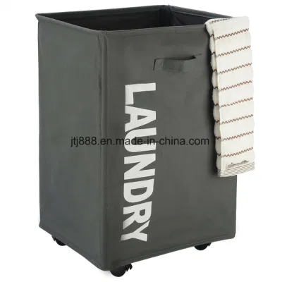 Rolling Laundry Cart White&Grey Clothes Hamper Mesh Cover Laundry Storage Cart (JGH0005)