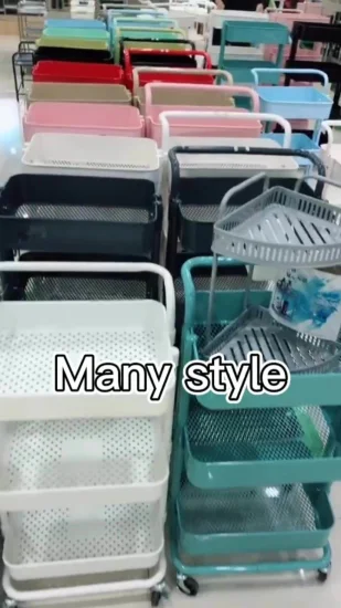 Newest Multifunction ABS Rolling Cart 3 Tier Utility Cart with Wheels for Bathroom Laundry Pantry Kitchen Narrow Places