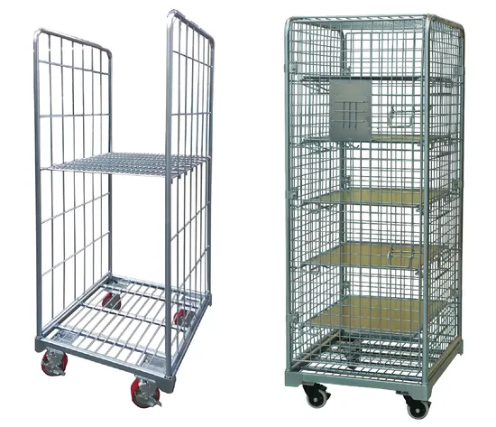 Wire Steel Roll Container Storage Cage Trolley Roll Cage Trolley Heavy Duty Collapsible Security Metal Steel Wire Mesh Carg