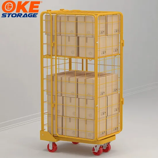 Logistics Trolleys Heavy Duty Cargo Storage 4 Sided 500kg Nestable Foldable Metal Steel Roll Container Cage Trolley