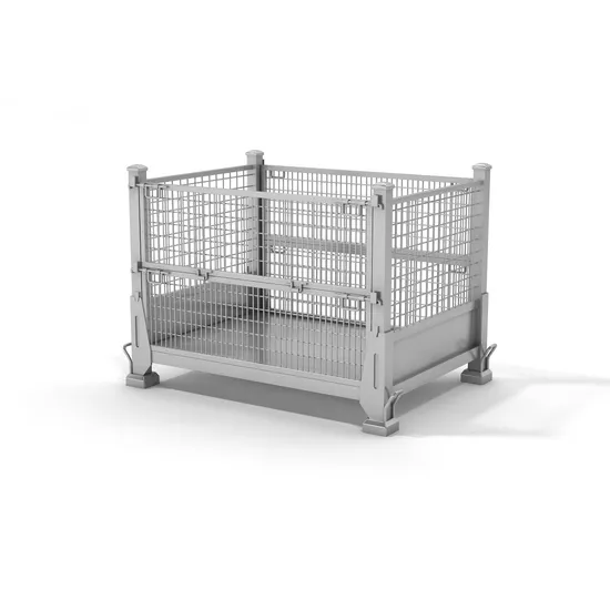 Warehouse Stackable Galvanized Steel Wire Mesh Storage Cage Folded Pallet Metal Stillage