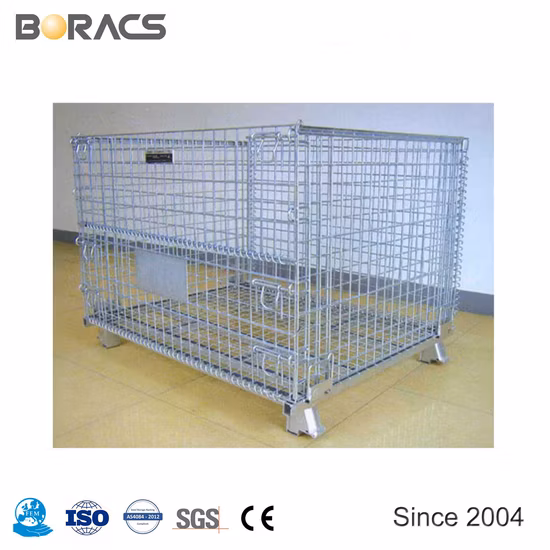 Foldable Wire Mesh Metal Storage Cages Roll Container Metal Stillage Collapsible Pallet
