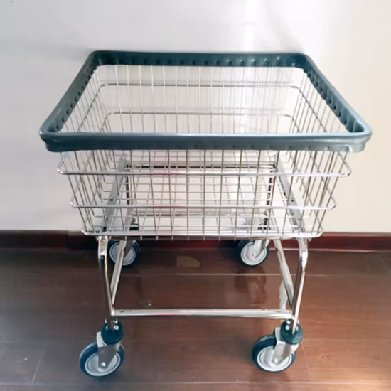 Wire Mesh Laundry Cart with 4 Wheels