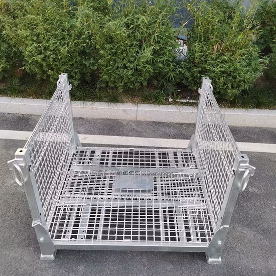 Foldable Pallet Warehouse Stacking Metal Wire Container Storage Transport Cage