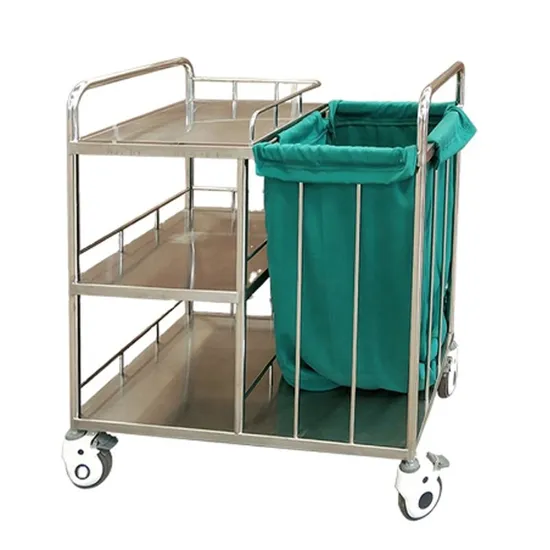 Hospital Mobile Stainless Steel Linen Trolley Hotel Dressing Clothing Change Laundry Cart with Bags Price 