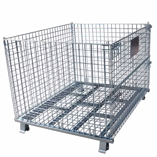 Welded Galvanized Collapsible Stackable Storage Heavy Duty Portable Shipping Steel Wire Mesh Cage Containers