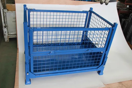 Folding Stackable Steel Welded Heavy Duty Wire Mesh Pallet Container 