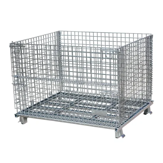 Stackable Pallet Cage Foldable Wire Cage Steel Pallet Container Wire Mesh Pallet Cage for Warehouse 