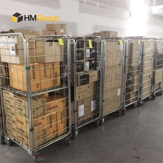 Industrial Folding Nestable Cargo Storage Steel Wire Mesh Roll Container