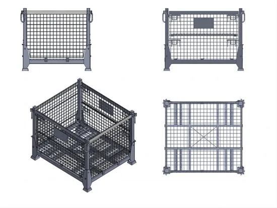 Roller Steel Box Wire Cage Foldable Metal Bin Storage Wire Mesh Pallet 