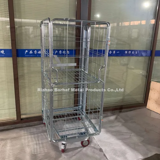 Commercial Steel Rolling Cage Cart for Efficient Laundry Handling 