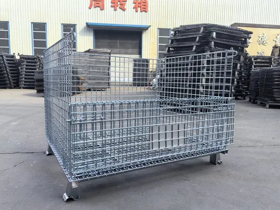 Hot Sale Portable Foldable Metal Steel Collapsible Heavy Duty Wire Mesh Stacking Storage Cage System Pallet 