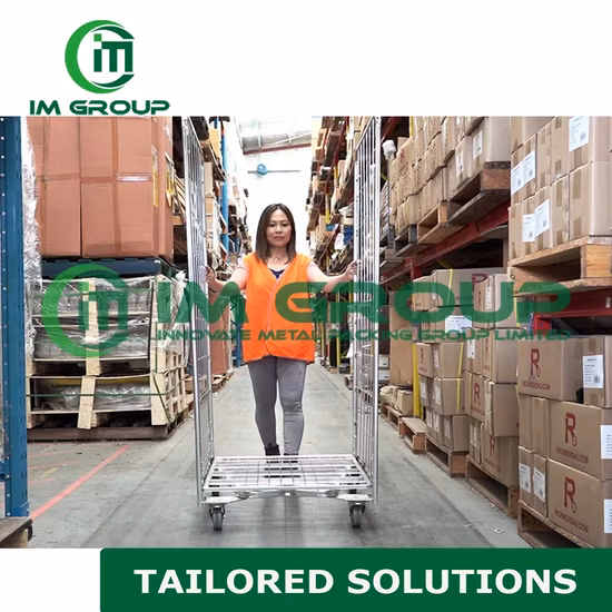 4 Side Steel Cage Trolley Nestable Roll Pallets for Storage