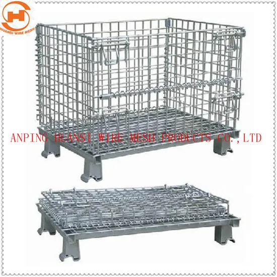 Metal Stackable Wire Mesh Pallet Cage Foldable Steel Mesh Box Pallet 