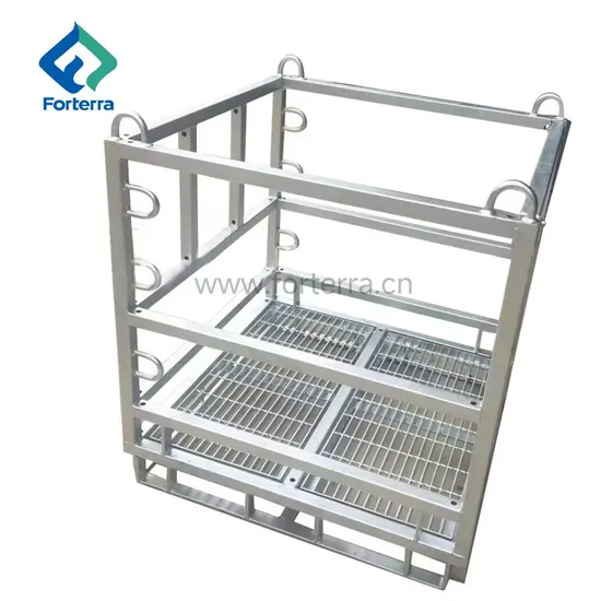 Stackable Forklift Gas Cylinders Bottle Storage Cage 1800kg Capacity Transporting Gas Cylider Frame 