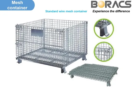 Heavy Duty OEM and ODM Q235 High Capacity Storage Warehouse Mesh Box Wire Cage/Metal Bin Storage Container 