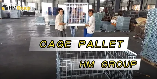 Powder Coated Foldable Storage Steel Cage Pallet with Wooden Pallet 