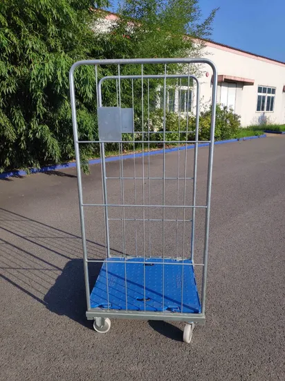 Metal Folding Heavy Duty Roll Cage Trolley for Laundry Logistics Storage 