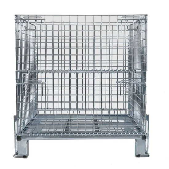 Long Span Collapsible Wear Resistant Stacable Portable Wire Mesh Container with Lid 