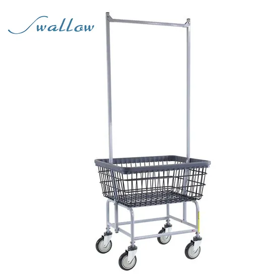 Chrome Plating Wire Laundry Cart Laundry Basket Cart with Wheel 